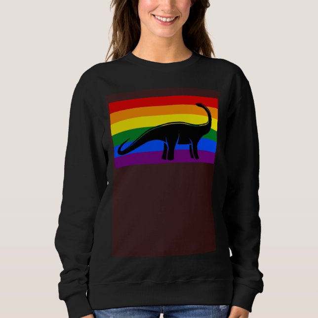 Brontosaurus Dinosaur  Gay Pride Flag Aesthetic Sweatshirt (Front)