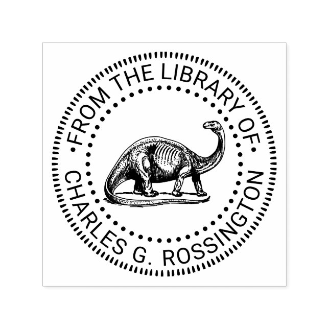 Brontosaurus Dinosaur Library Book Name Self-inking Stamp (Design)