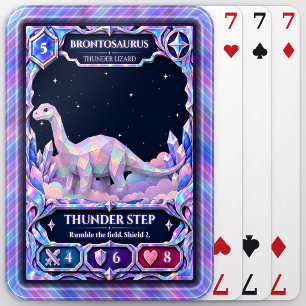 Brontosaurus Dinosaur, Rainbow Foil Art Poker Cards