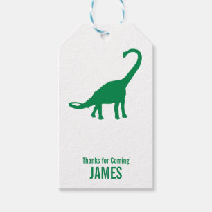 Brontosaurus Dinosaur Silhouette Birthday Gift Tag