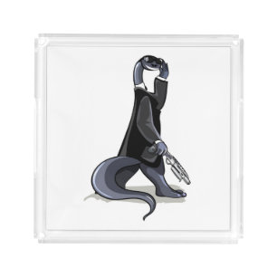 Brontosaurus Dressed As A Movie Character. Acrylic Tray