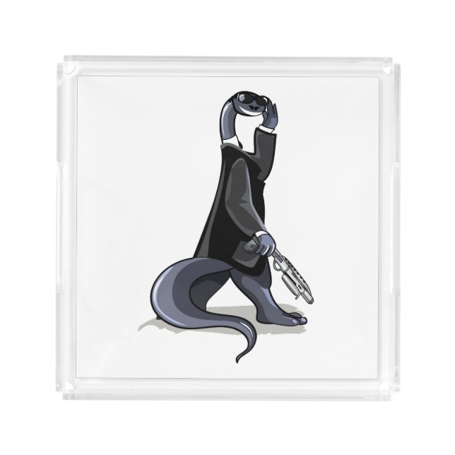 Brontosaurus Dressed As A Movie Character. Acrylic Tray (Front)