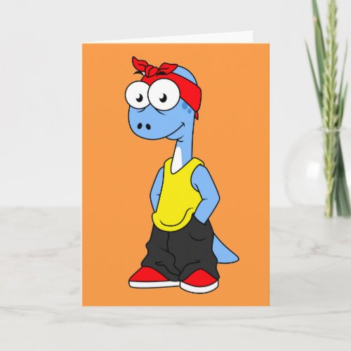 Brontosaurus Dressed In Hip Hop Clothing Card