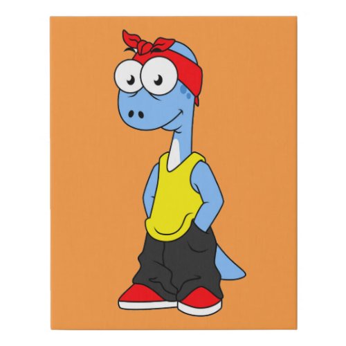 Brontosaurus Dressed In Hip Hop Clothing Faux Canvas Print
