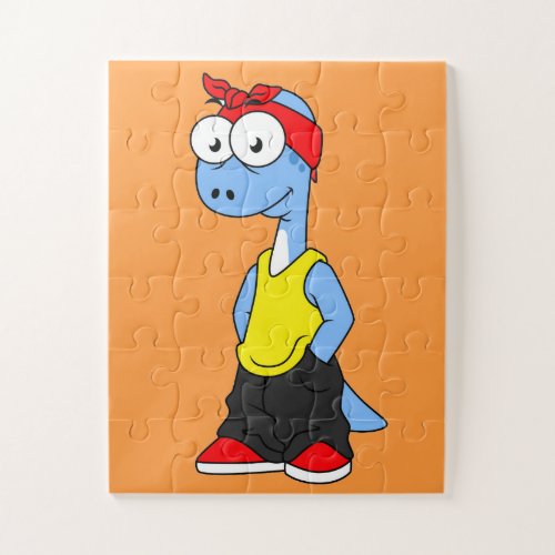 Brontosaurus Dressed In Hip Hop Clothing Jigsaw Puzzle