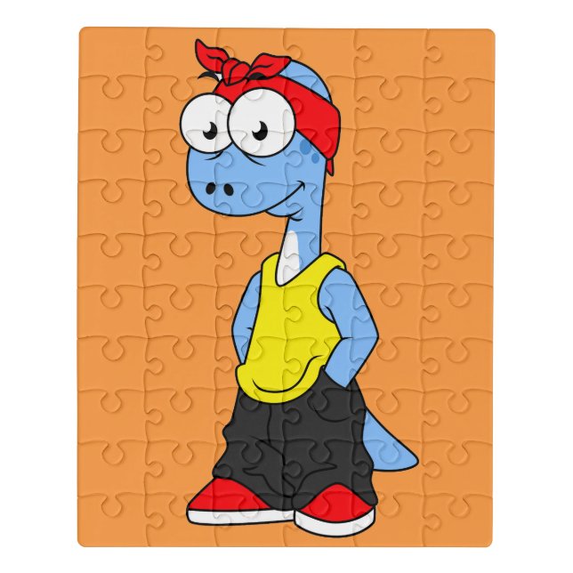 Brontosaurus Dressed In Hip Hop Clothing. Jigsaw Puzzle (Puzzle Vertical)