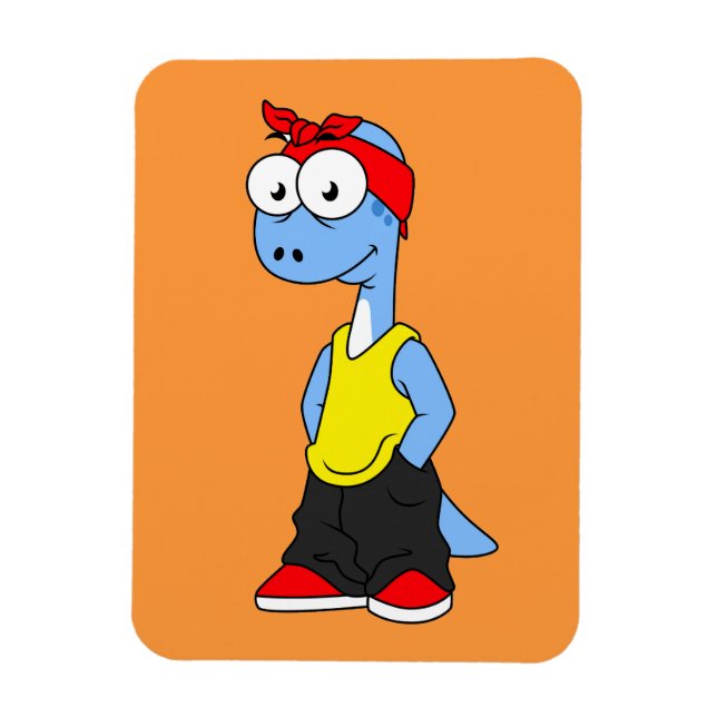 Brontosaurus Dressed In Hip Hop Clothing. Magnet (Vertical)