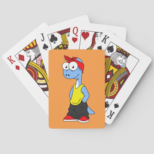 Brontosaurus Dressed In Hip Hop Clothing. Poker Cards (Back)