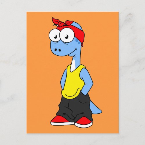 Brontosaurus Dressed In Hip Hop Clothing Postcard