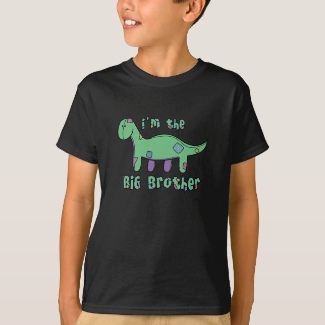Brontosaurus I'm the Big Brother Dark T Shirt (Front)