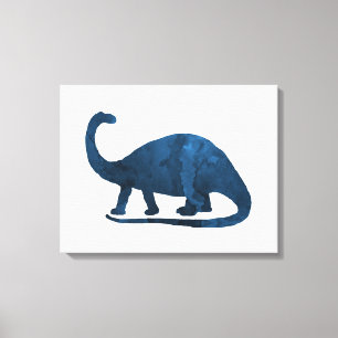 Brontosaurus - Navy Blue - Dinosaur Canvas Print