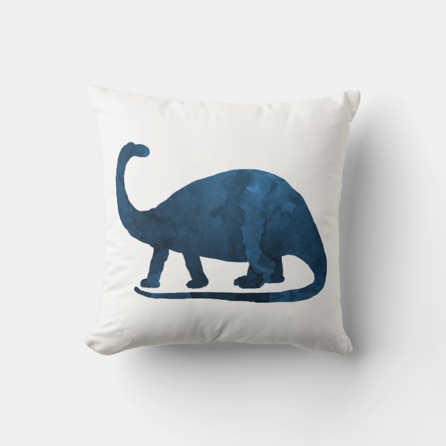 Brontosaurus - Navy Blue - Dinosaur Throw Pillow (Front)