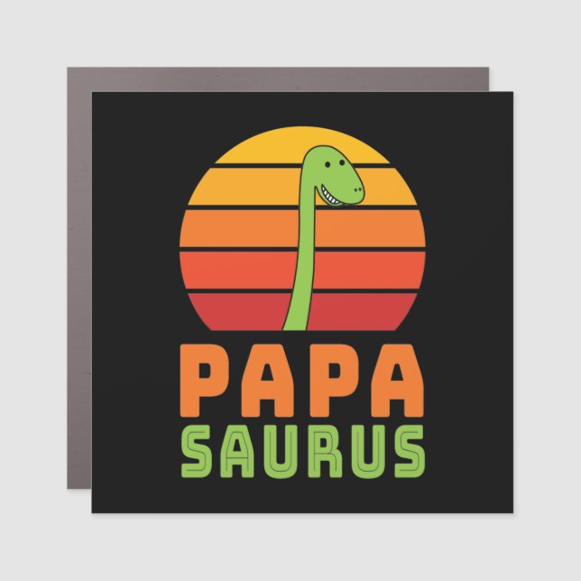 Brontosaurus Papasaurus Dinosaur Father's Day Car Magnet (Front)