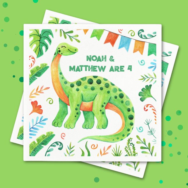 Brontosaurus Prehistoric Dinosaur Joint Birthday Napkins (Brontosaurus Dinosaur Joint Birthday Napkins)