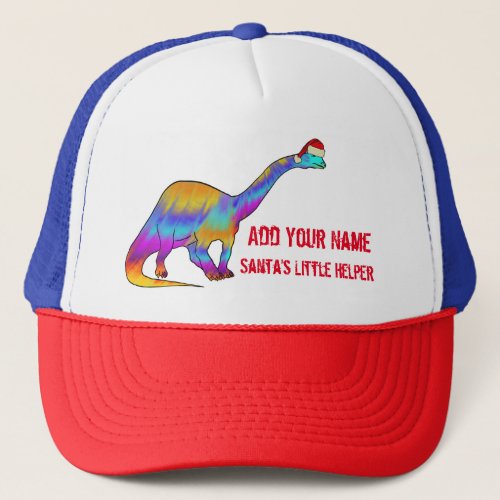 Brontosaurus Santa Colourful Dinosaur Funny Slogan Trucker Hat