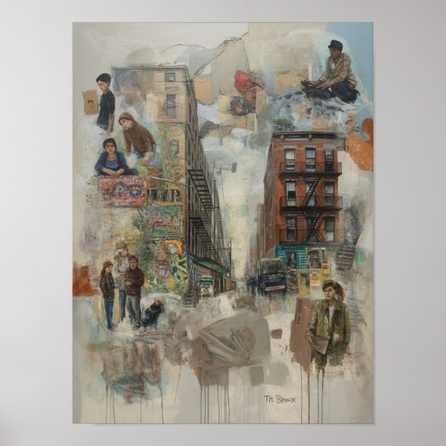 Bronx Graffiti Collage Art Poster (Front)