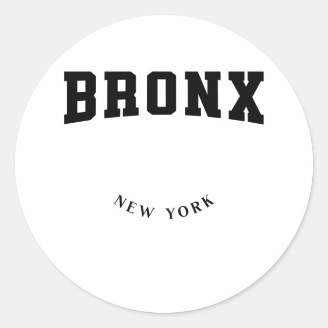 Bronx New York Black  Classic Round Sticker (Front)