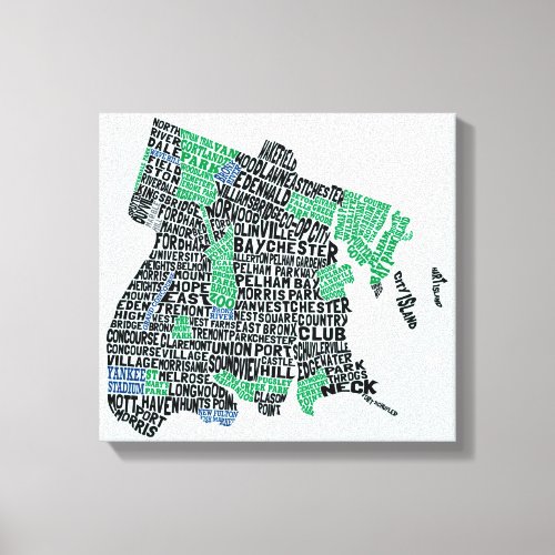 Bronx New York City Typography Map Canvas Print