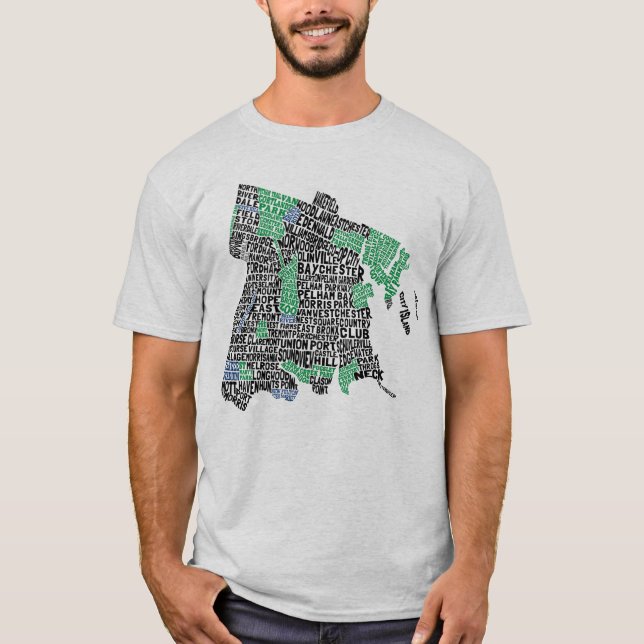 Bronx New York City Typography Map Tee (Front)