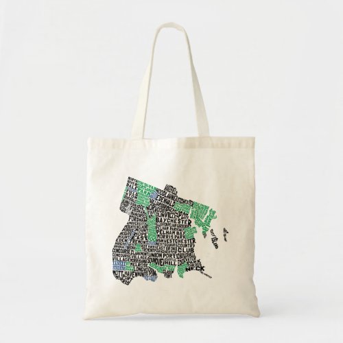 Bronx New York City Typography Map Tote Bag