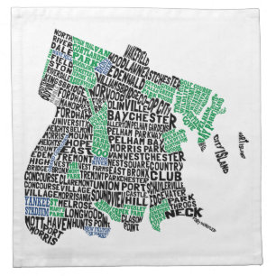 Bronx New York City Word Art Map Napkin