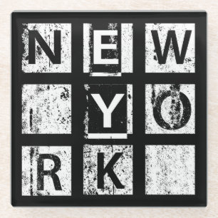 Bronx New York   Grunge Typography Glass Coaster