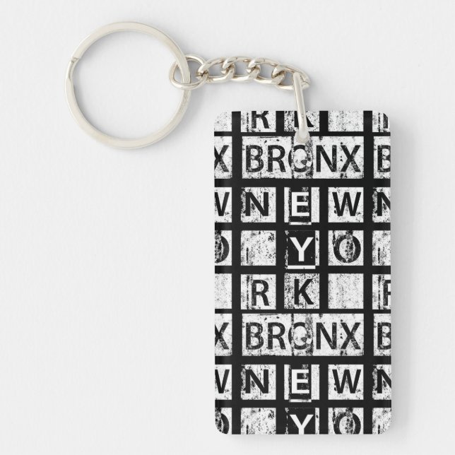 Bronx New York | Grunge Typography Keychain (Front)