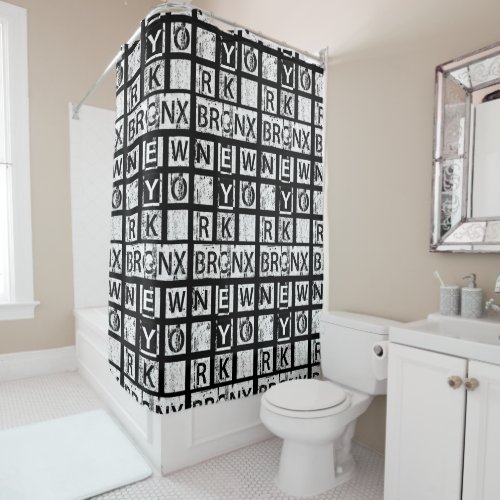 Bronx New York  Grunge Typography Shower Curtain