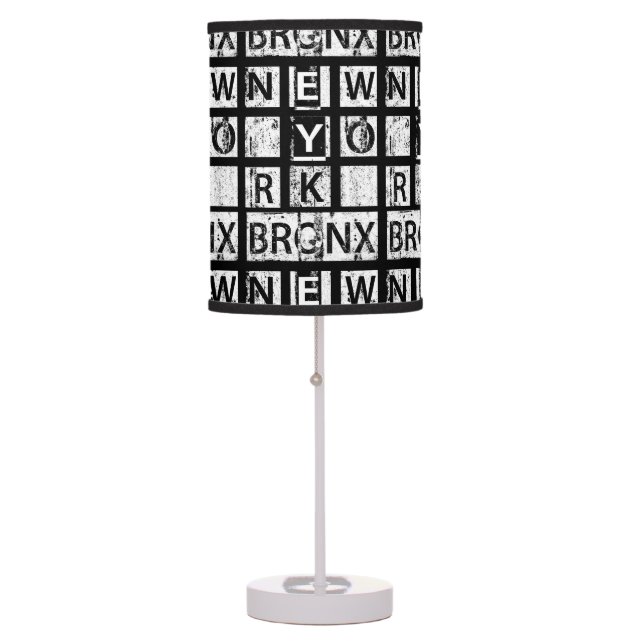 Bronx New York | Grunge Typography Table Lamp (Front)
