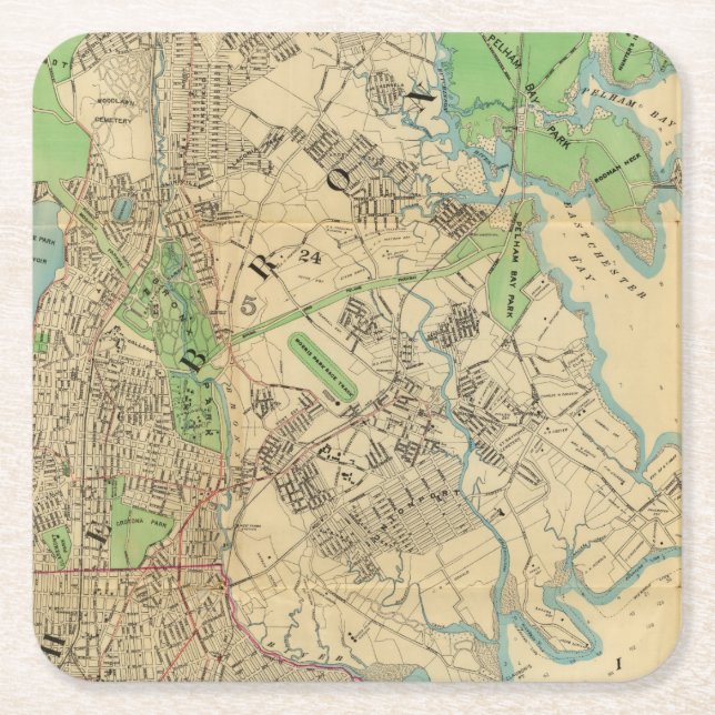 Bronx, New York Square Paper Coaster (Front)