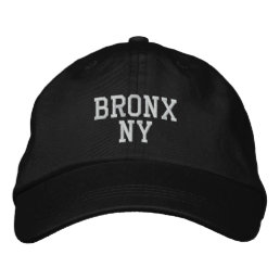 BRONX NY Simple White on Black Embroidered Baseball Cap