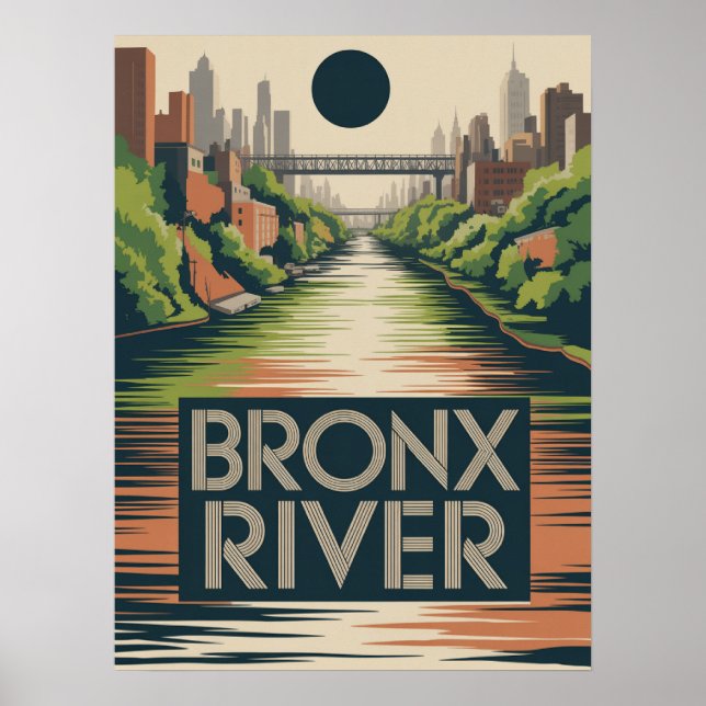 Bronx River Waterfront Park Urban Nature Scene Poster (Front)