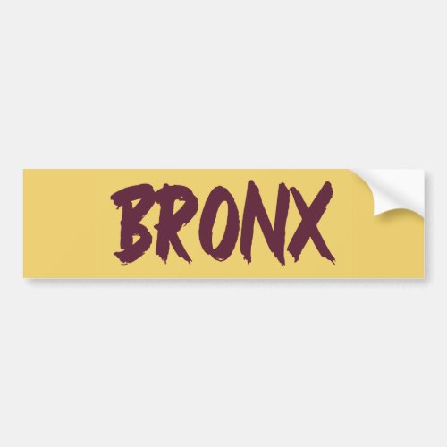 Bronx Text Base Design on Yellow Background  Bumpe Bumper Sticker