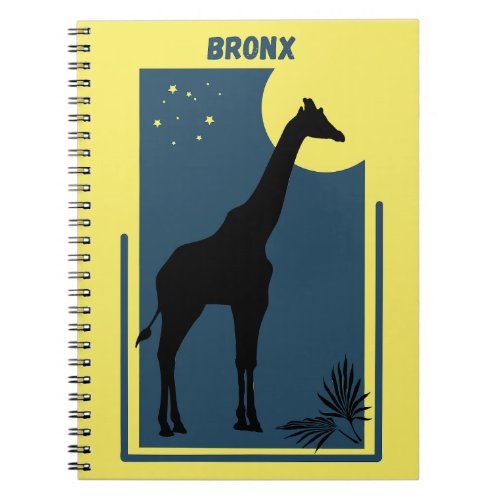 Bronx Zoo New York Vintage Giraffe Notebook