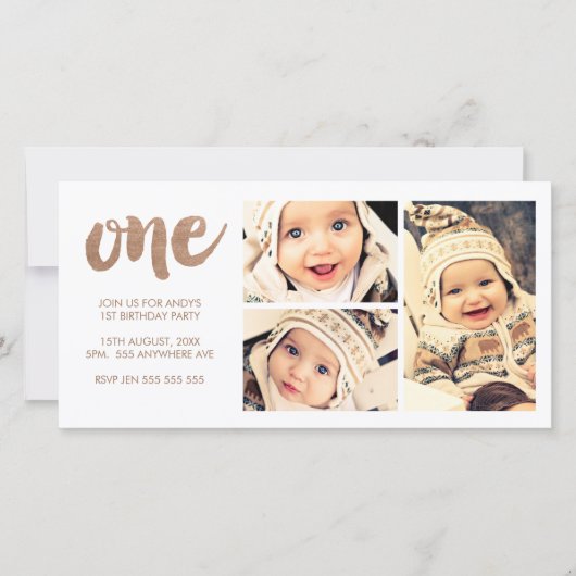 Bronze 1ST Birthday White 3 Frame Photocard (Front)