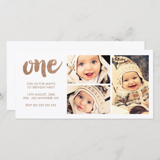 Bronze 1ST Birthday White 3 Frame Photocard (Front/Back)