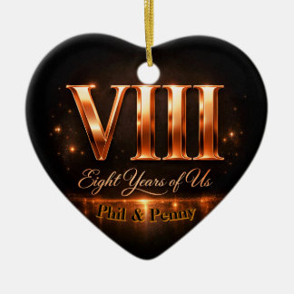 Bronze 8th Anniversary Heart-Shape Custom Ornament