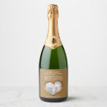 Bronze 8th wedding anniversary custom sparkling wine label<br><div class="desc">Customize these bronze wedding anniversary party bronze brown colored labels with your 8th anniversary couples photo,  year of marriage and names. © Bronze heart effect art and design by Sarah Trett. www.sarahtrett.com for www.mylittleeden.com</div>