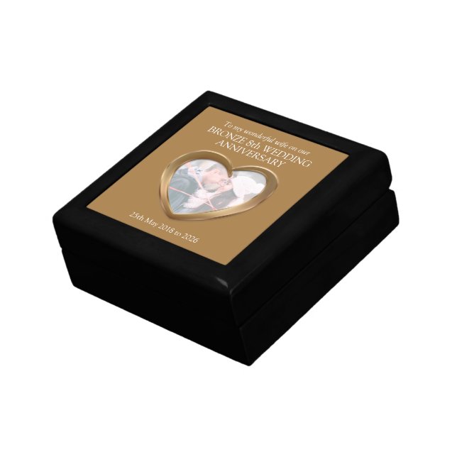 Bronze 8th wedding anniversary photo wife gift box (Side)