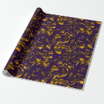 Bronze 8th Wedding Anniversary Wrapping Paper<br><div class="desc">Elegant bronze flourishes on rich purple for your 8th (Bronze) wedding anniversary.</div>