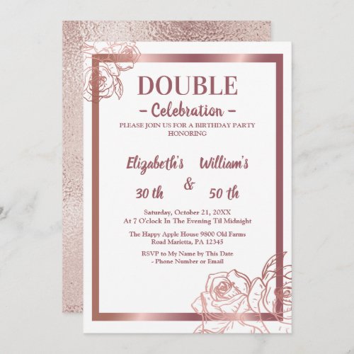  Bronze Adult Double Joint twin birthday   Invitation