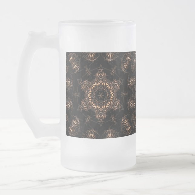 Bronze Age Mandala  Frosted Glass Beer Mug (Left)