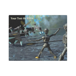 Bronze Age Robots Metal Print