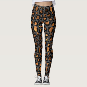 Bronze and black leopard, cheetah animal print leggings