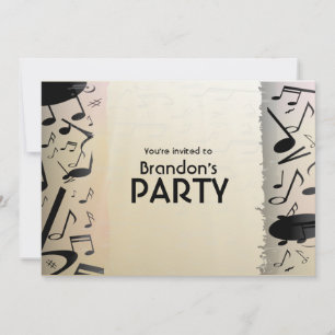 Bronze and Black Music Notes Invitation