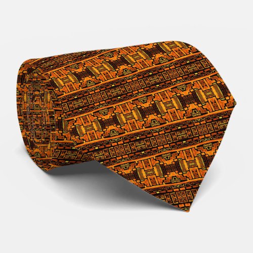 Bronze and Brown Native Tribal Pattern Neck Tie
