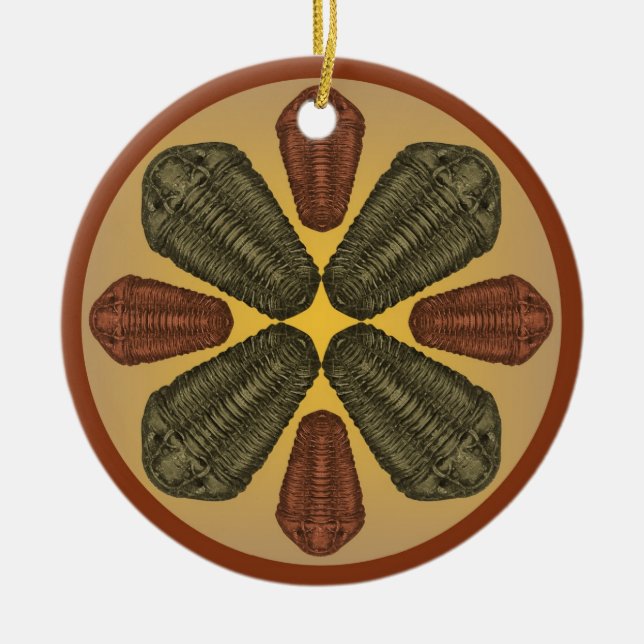 Bronze and Copper Calymene Niagarensis trilobites Ceramic Ornament (Front)