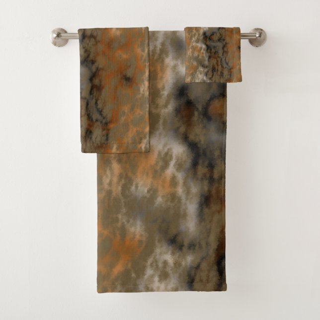 Bronze and Copper Marble Abstract Bath Towel Set (Insitu)