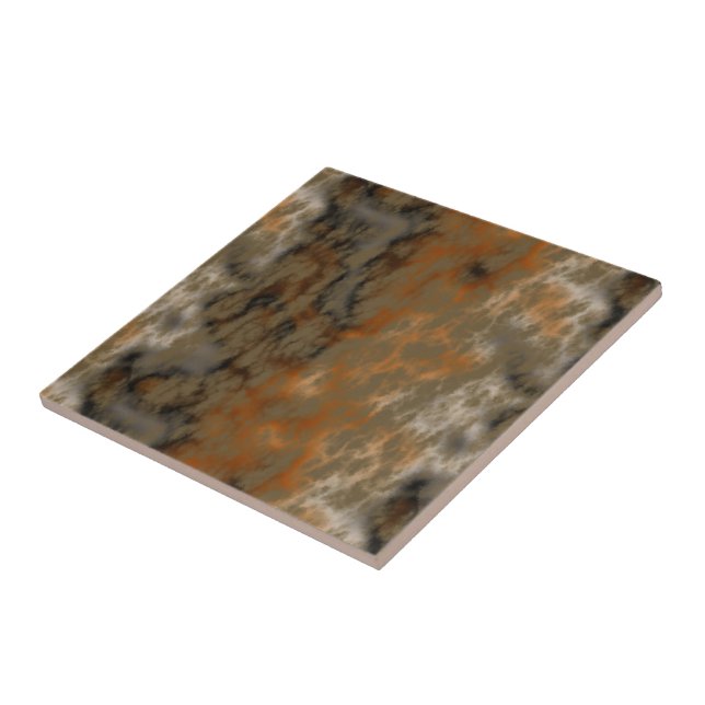 Bronze and Copper Marble Abstract Ceramic Tile (Side)