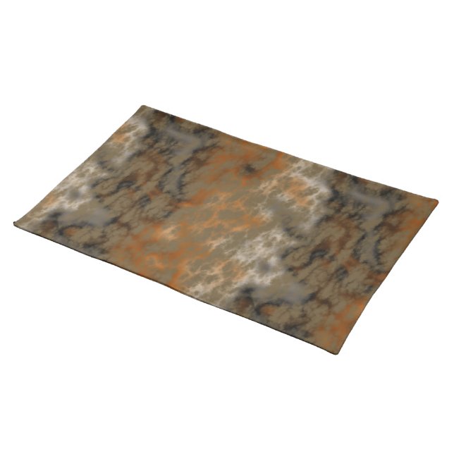 Bronze and Copper Marble Abstract Cloth Placemat (On Table)